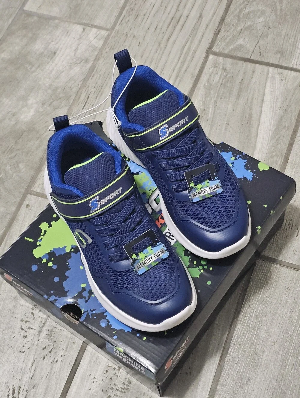 Skechers Kids' Navy Blue Memory Foam Athletic Sneakers Size 2, Brand New